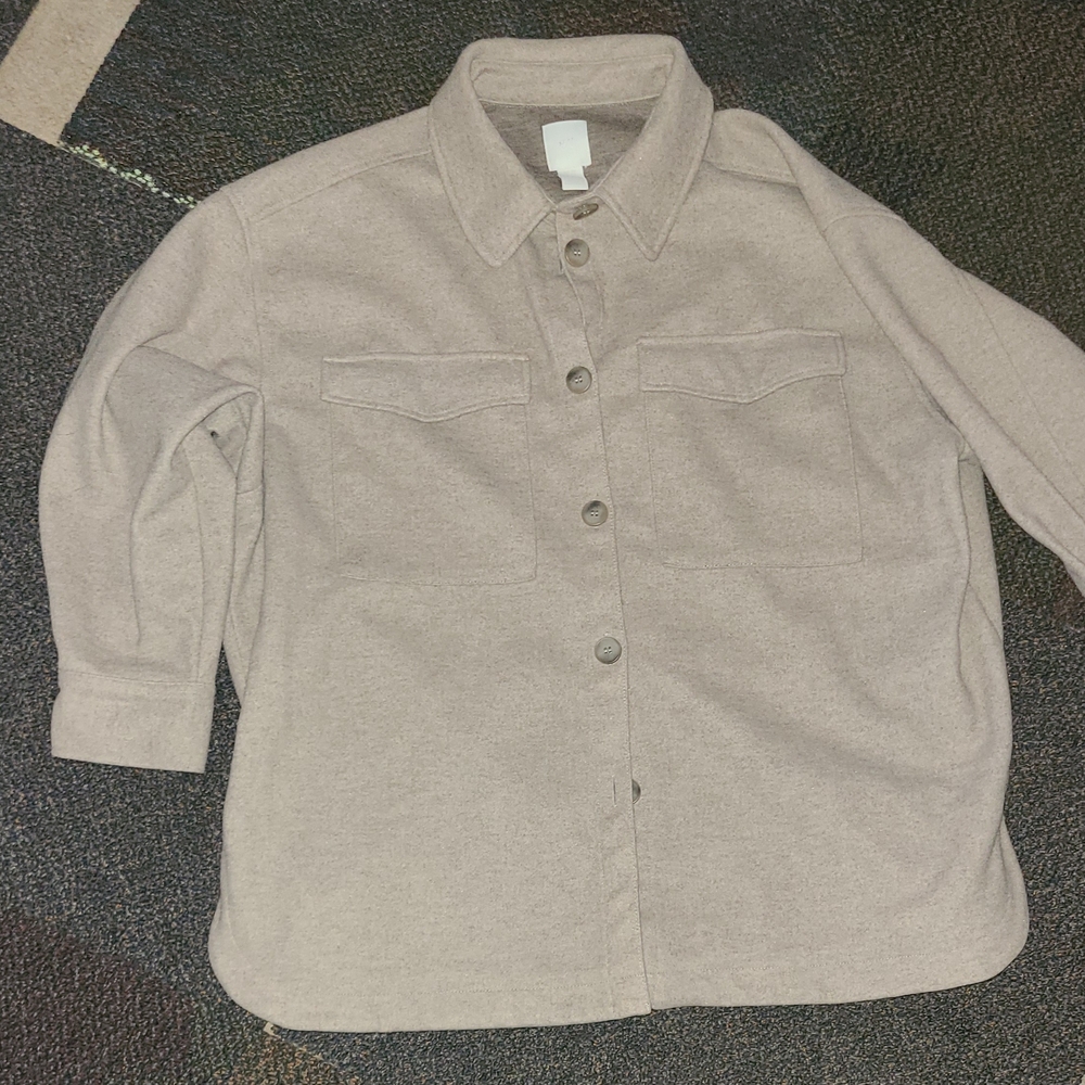 ADULT Beige Button-Up WOOL Jacket Like XXL